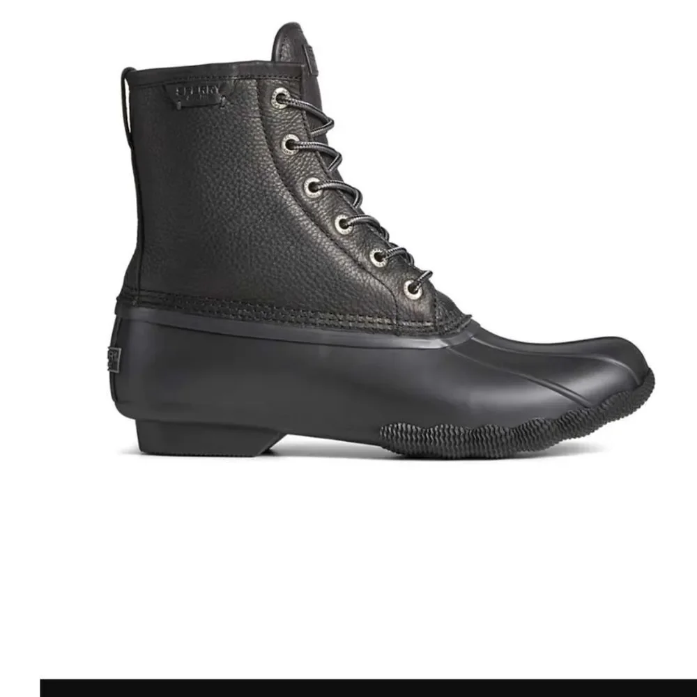 Sperry Size 11.5 M SALTWATER Black on Black Leather Duck Boots New Men's Shoes